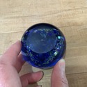 Vintage Blue Floral Paperweight Rainbow Color Flow