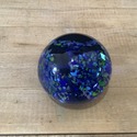 Vintage Blue Floral Paperweight Rainbow Color Flow