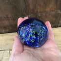 Vintage Blue Floral Paperweight Rainbow Color Flow