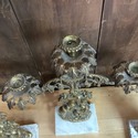 3 Pce Set of Girandoles Antique Marble Base Brass 