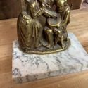 3 Pce Set of Girandoles Antique Marble Base Brass 