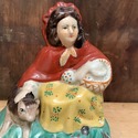 Red Riding Hood Staffordshire Figure Seated w Dog 