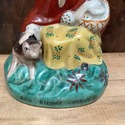 Red Riding Hood Staffordshire Figure Seated w Dog 