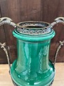 Wilhelm Schiller & Sons Green Majolica Pottery Urn