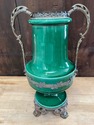 Wilhelm Schiller & Sons Green Majolica Pottery Urn
