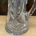 Vintage Thick Glass Pitcher Jug Floral Etched w Le