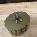 Brass Hinged Trinket Box Heavily Etched Scalloped 