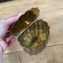 Brass Hinged Trinket Box Heavily Etched Scalloped 