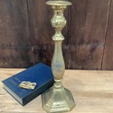 Tall Brass Plated Metal Candlestick Holder Etched 