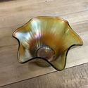 Carnival Glass Bowl Many Ribs Pebbled Scalloped Ri