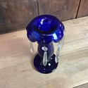 Cobalt Blue Mantel Luster Lamp Candle Lamp w Prism