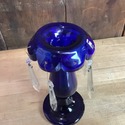 Cobalt Blue Mantel Luster Lamp Candle Lamp w Prism