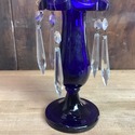 Cobalt Blue Mantel Luster Lamp Candle Lamp w Prism