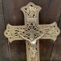 Gold Metal Filigree Cross Crucifix Religious Chris