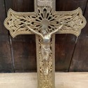 Gold Metal Filigree Cross Crucifix Religious Chris