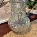 Vintage Pressed Glass Tall Decanter Pitcher Jug Si