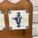 Vintage Double Delft Tile Wood Spoon Rack Wall Dec