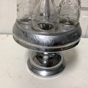 Antique Silverplate Cruet Set in Stand 5 Glass Bot