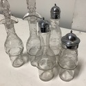 Antique Silverplate Cruet Set in Stand 5 Glass Bot