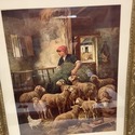 Framed Print In the Fold Sheep Chickens French Far