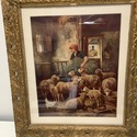 Framed Print In the Fold Sheep Chickens French Far