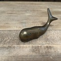 Small Miniature Solid Brass Whale Figure Vintage 3