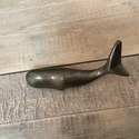 Small Miniature Solid Brass Whale Figure Vintage 3