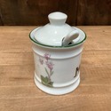 French Mustard Condiment Pot Jar w Lid and Spoon P