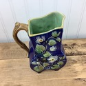 Antique Blue Majolica Pottery Pitcher Vase Joseph 