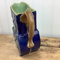 Antique Blue Majolica Pottery Pitcher Vase Joseph 