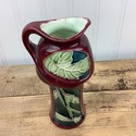 Art Nouveau Majolica Stacked Pitcher Jug Burgundy 