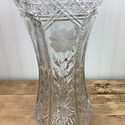 Vintage Lead Crystal Glass 14.5" Tall Vase Floral 