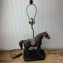 Vintage Leather Horse Lamp Leather Wrapped Wood Ba