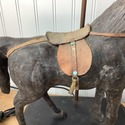 Vintage Leather Horse Lamp Leather Wrapped Wood Ba