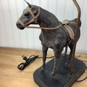 Vintage Leather Horse Lamp Leather Wrapped Wood Ba