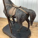 Vintage Leather Horse Lamp Leather Wrapped Wood Ba