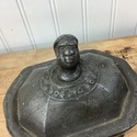 18th C Lead Tobacco Box Jar Figural Head Lid