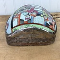 Vintage Tin Metal w Pottery Insert Box  rounded To