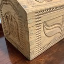 Hand Carved Pine Wood Box Vintage Folk Art Floral 