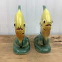 Pair Vintage Yellow Fish Pottery Figures American 