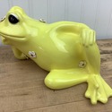 Vintage Pottery Yellow Frog Figure w White Daisies