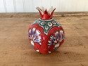 Red Pomegranate Vase Jerusalem Signed Colorful