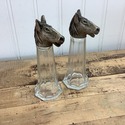 Horse Head Salt & Pepper Shakers Glass Base USA He