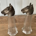 Horse Head Salt & Pepper Shakers Glass Base USA He