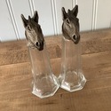 Horse Head Salt & Pepper Shakers Glass Base USA He