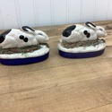 Pair Black White English Staffordshire Mantle Bunn