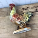 Porcelain Rooster Figure Vintage Colorful Red Peac