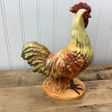 Porcelain Rooster Figure Vintage Colorful Red Peac