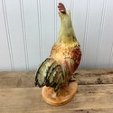 Porcelain Rooster Figure Vintage Colorful Red Peac