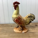 Porcelain Rooster Figure Vintage Colorful Red Peac